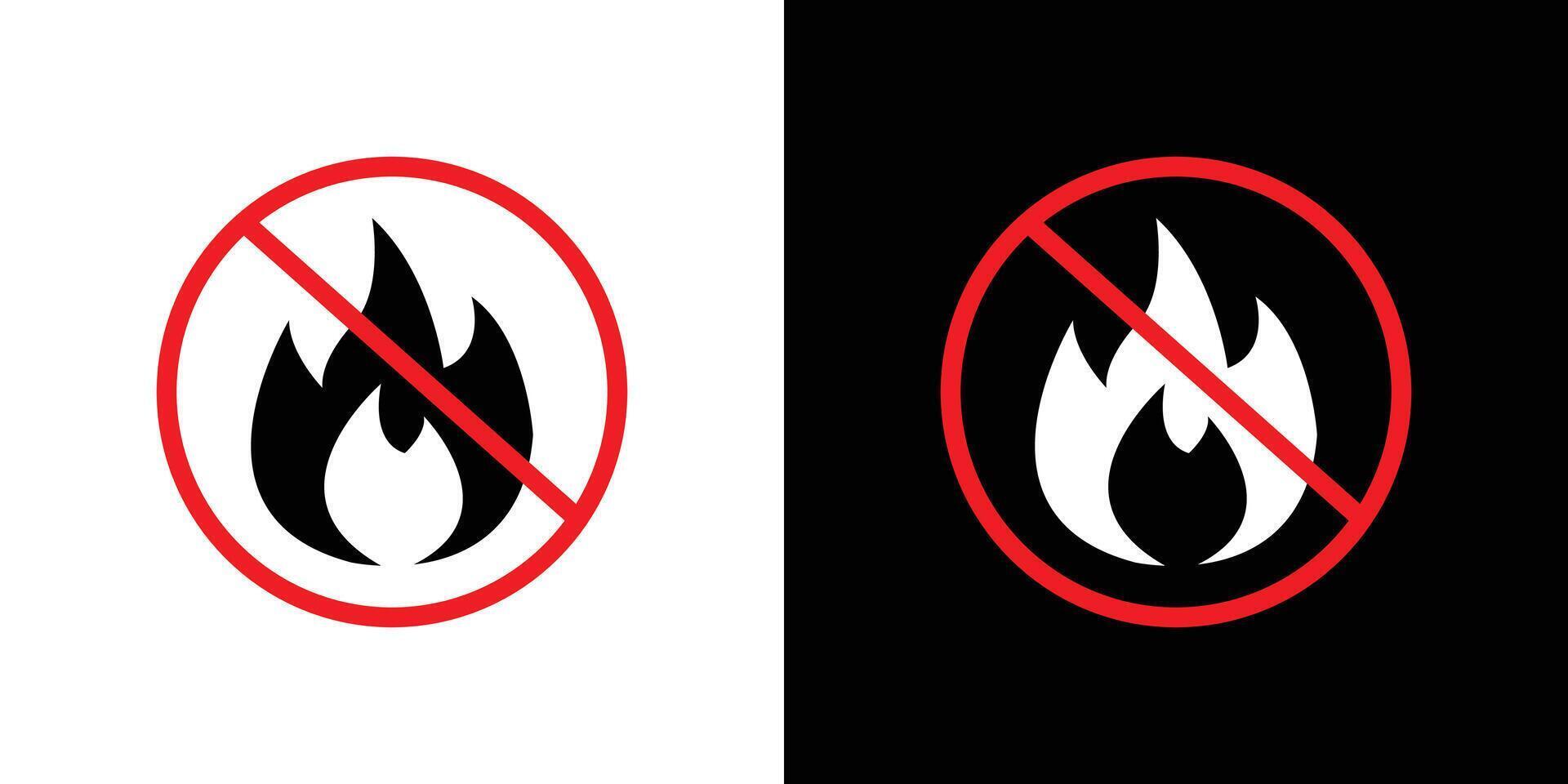 No fire icon logo set vector