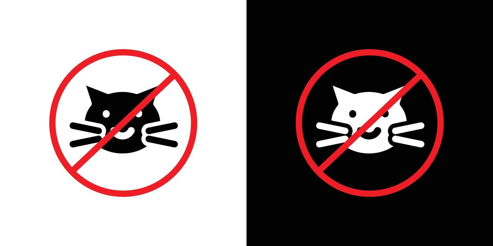 No cats allowed icon logo set vector