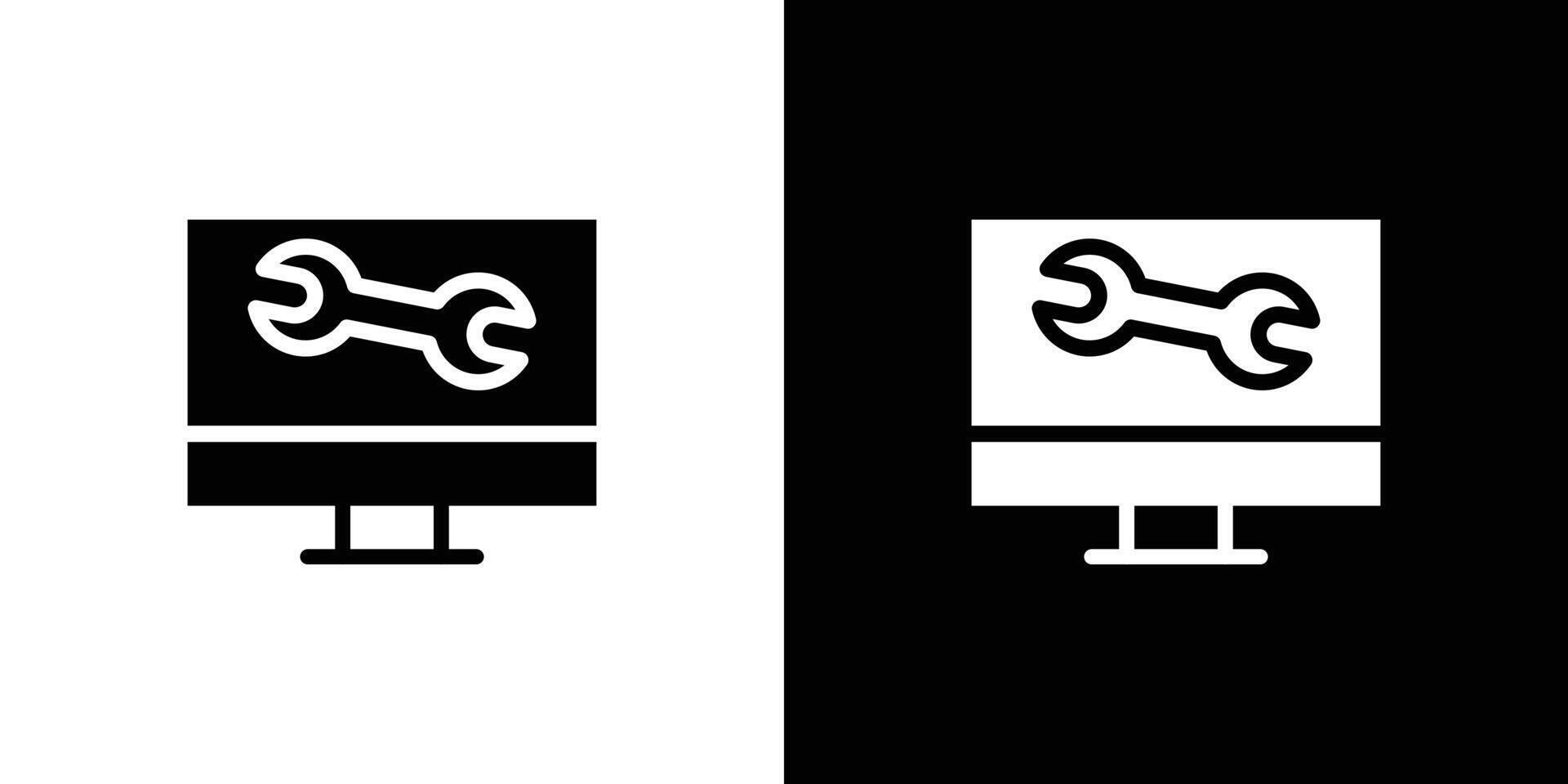 Repairing laptop icon logo set vector