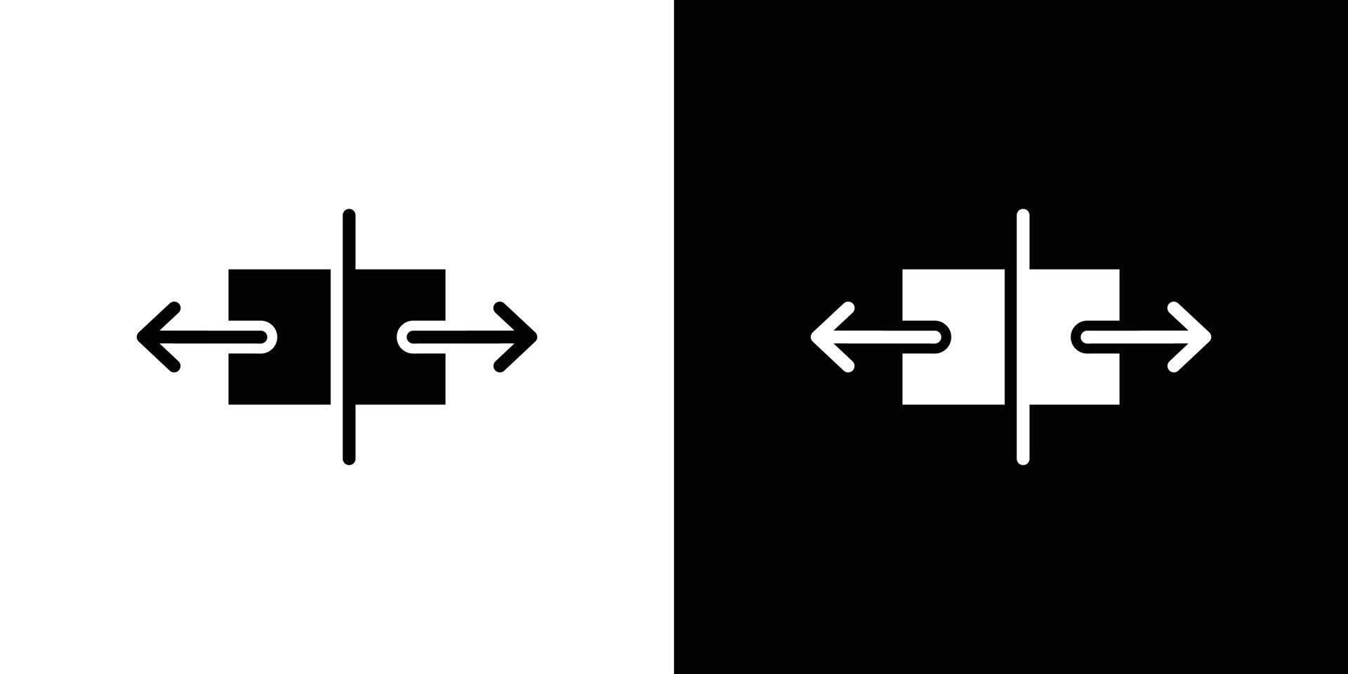 Separating arrow in two part icon logo set vector