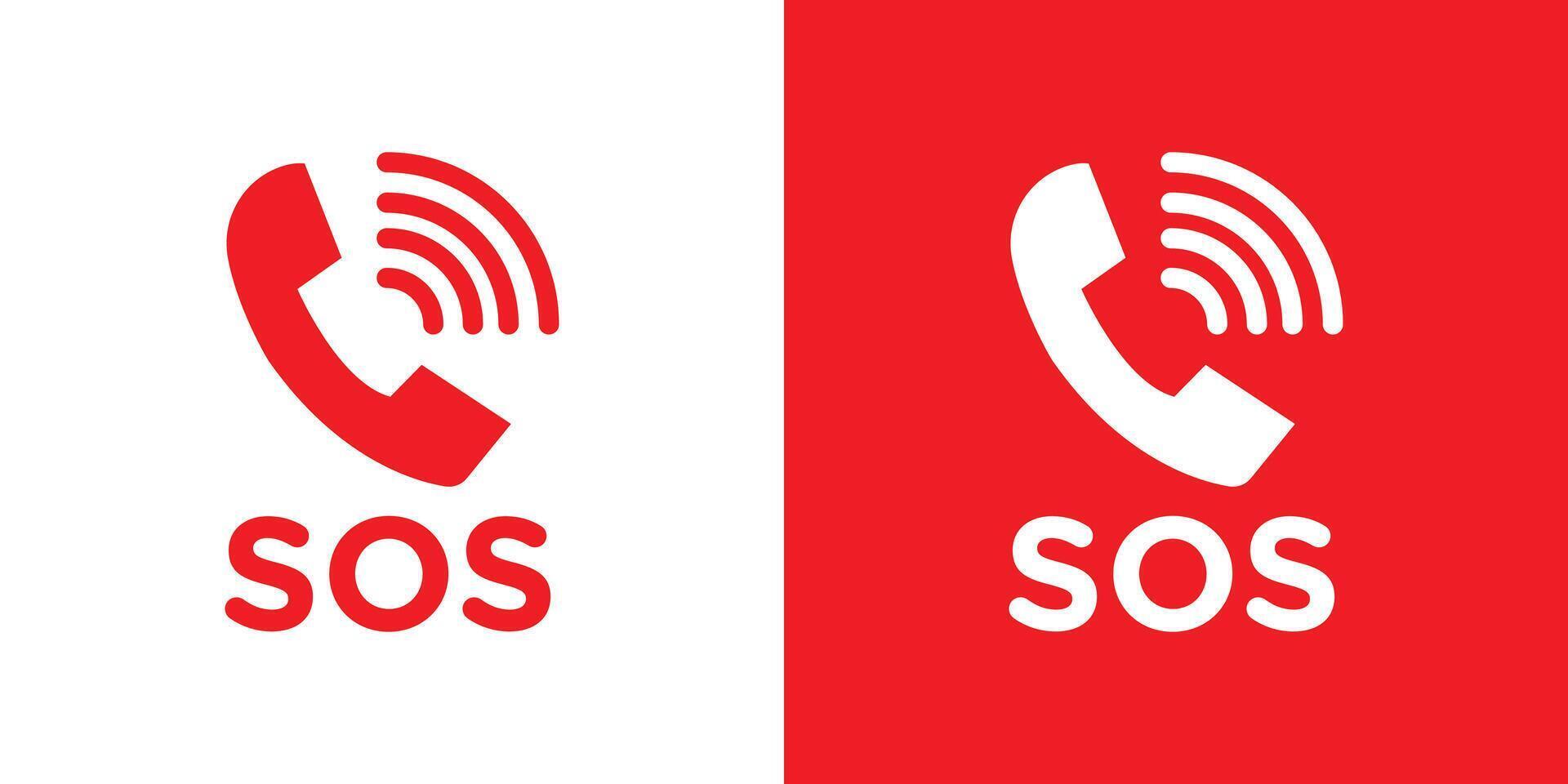 SOS Emergency icon logo set vector
