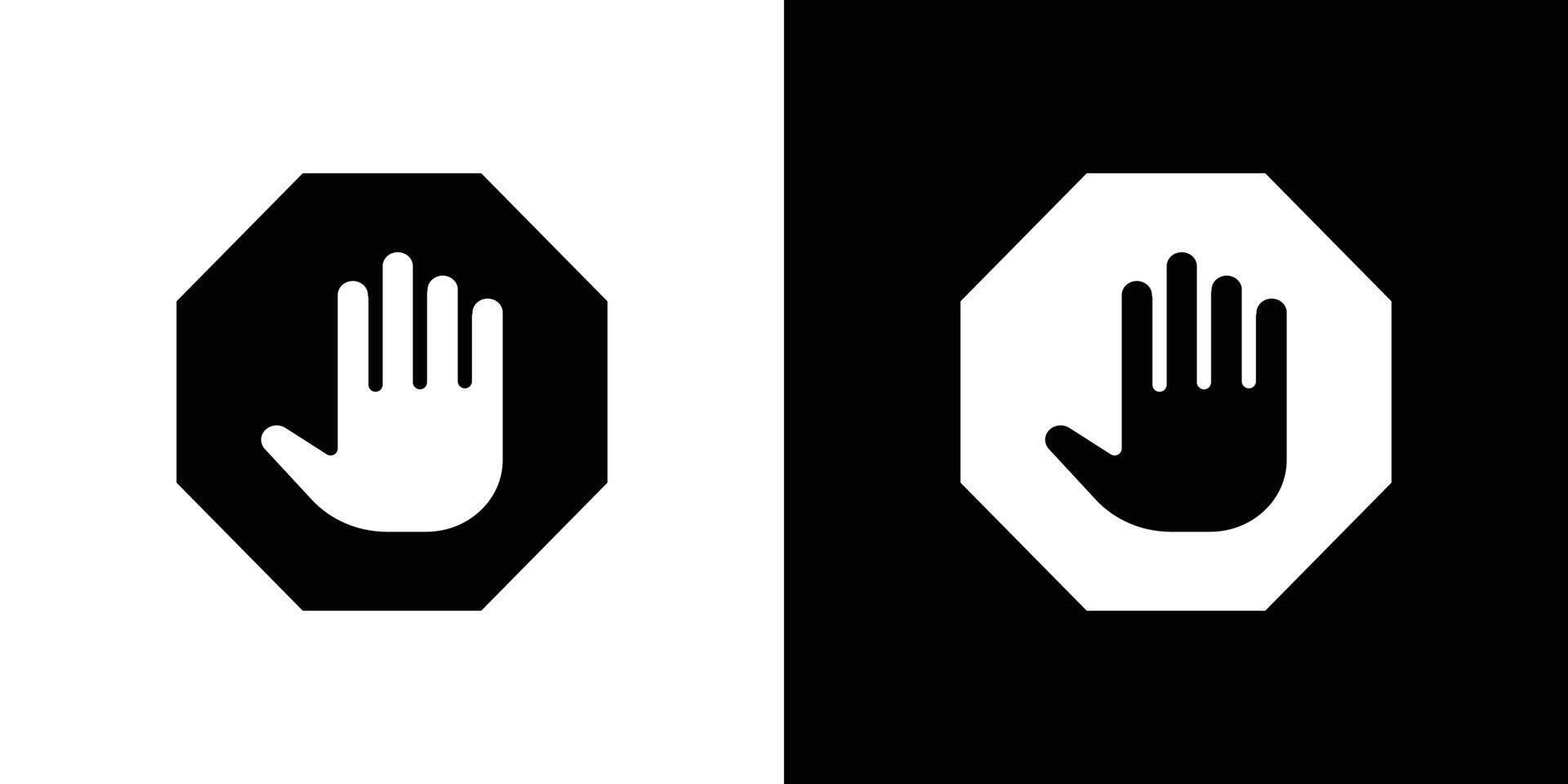 Stop sign with hand icon logo set vector