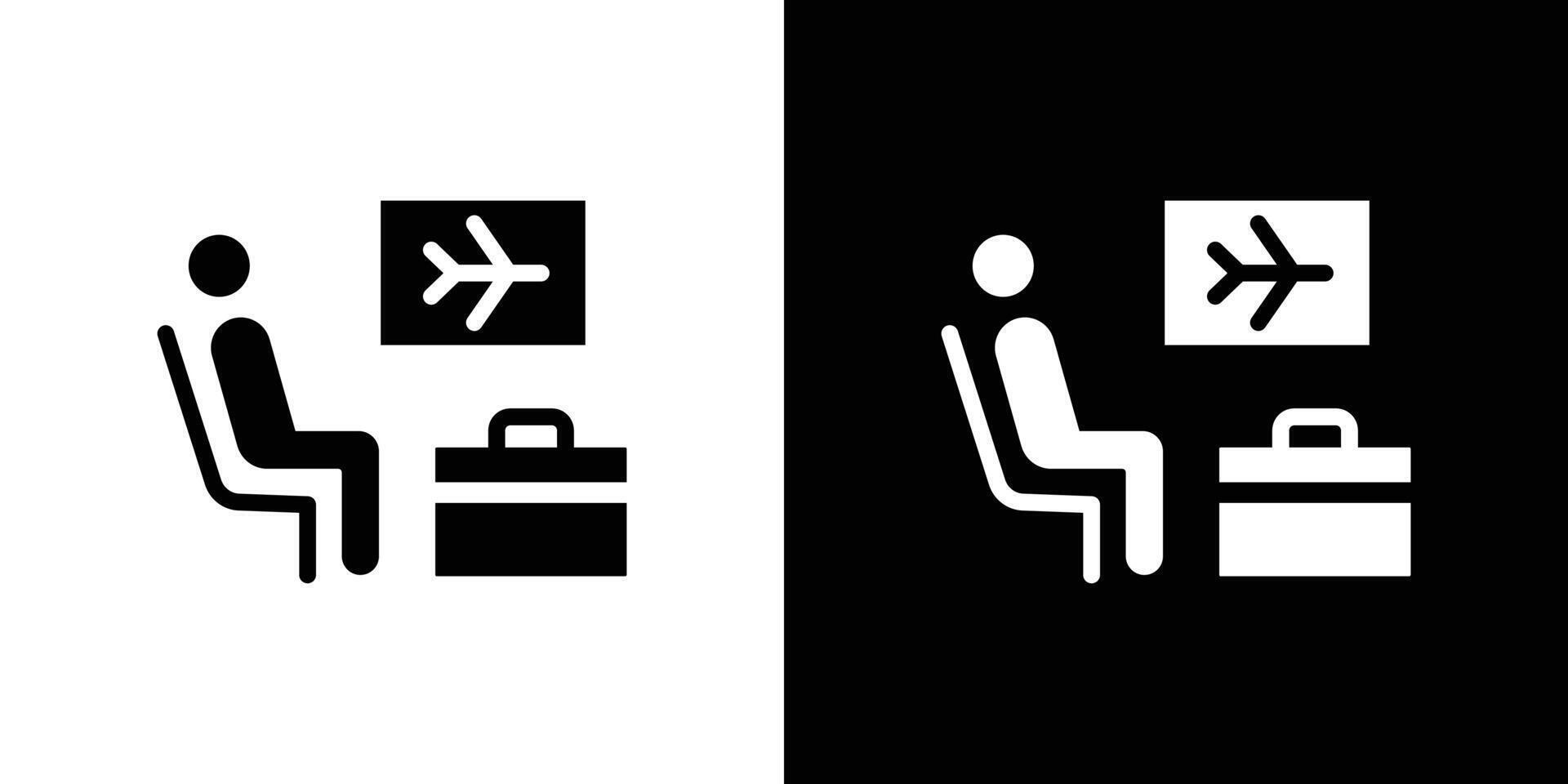 Traveler sitting in the airport lounge icon logo set vector