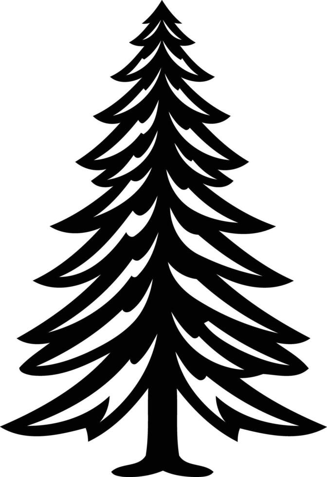 Simple, elegant black and white illustration of a stylized pine tree vector