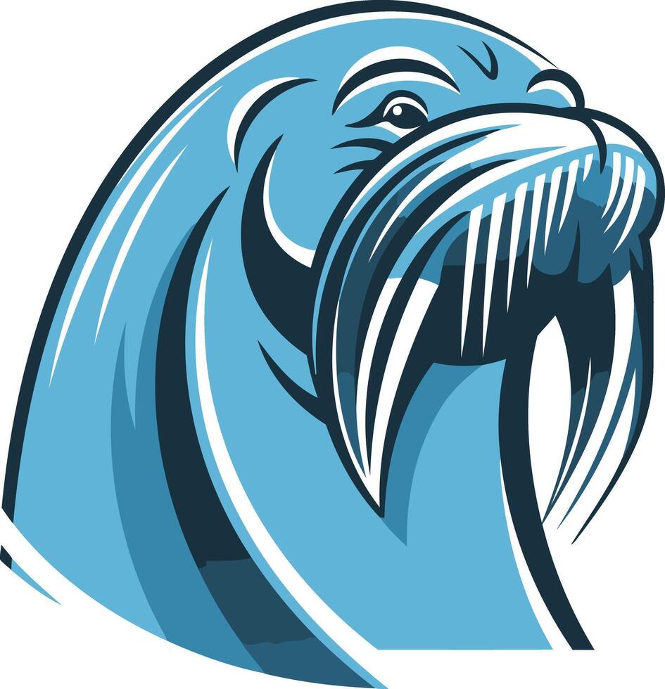 A powerful and dynamic illustration of a walrus head, perfect for branding, logos, and designs for businesses related to the ocean, adventure, and strength vector