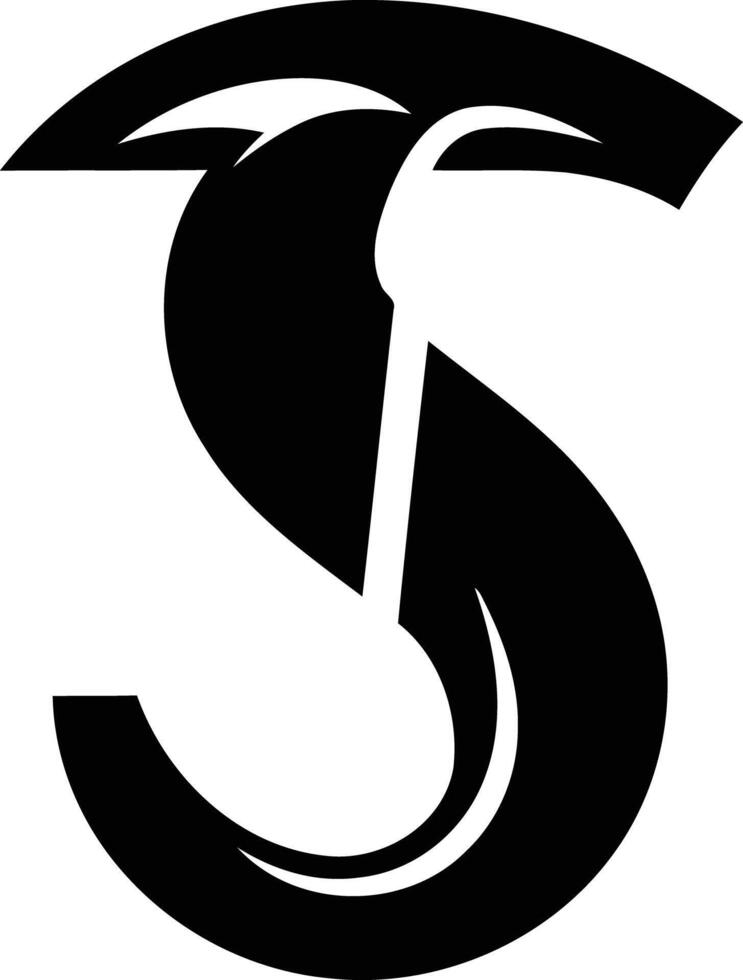 A sleek and modern black and white logo design featuring a stylized letter 's' vector