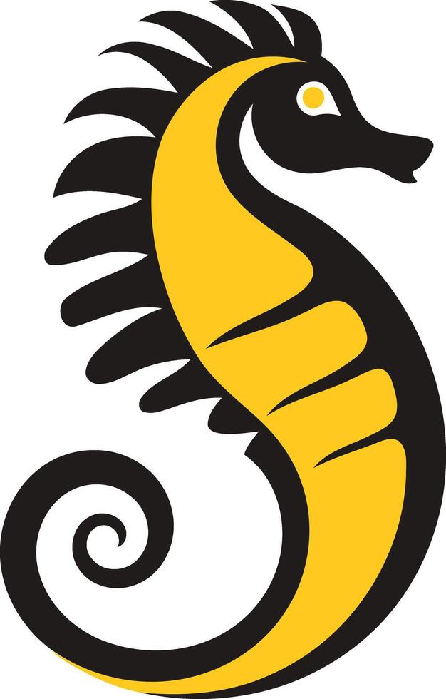 Stylized Yellow Seahorse Illustration vector