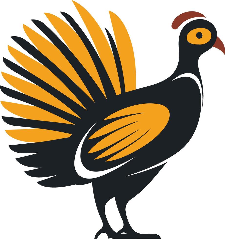 Stylized Bird with Yellow and Black Feathers vector