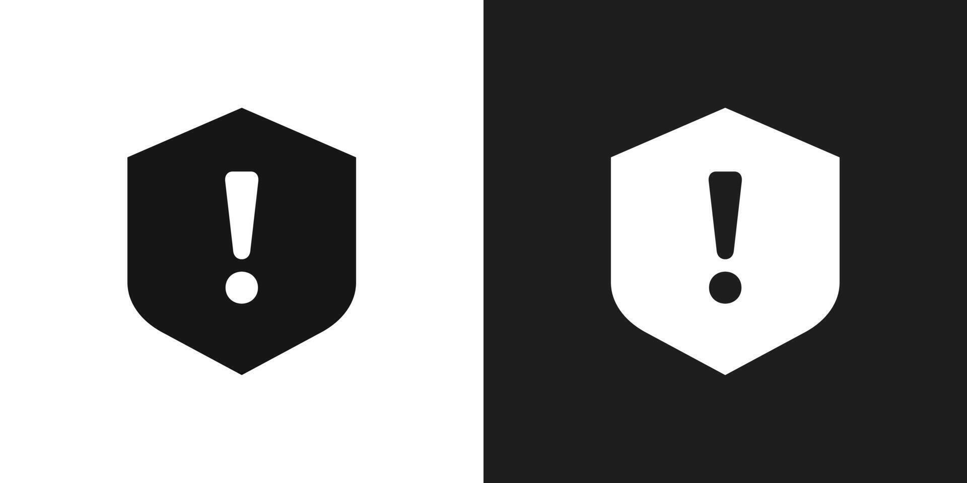 Shield exclamation icon logo set vector