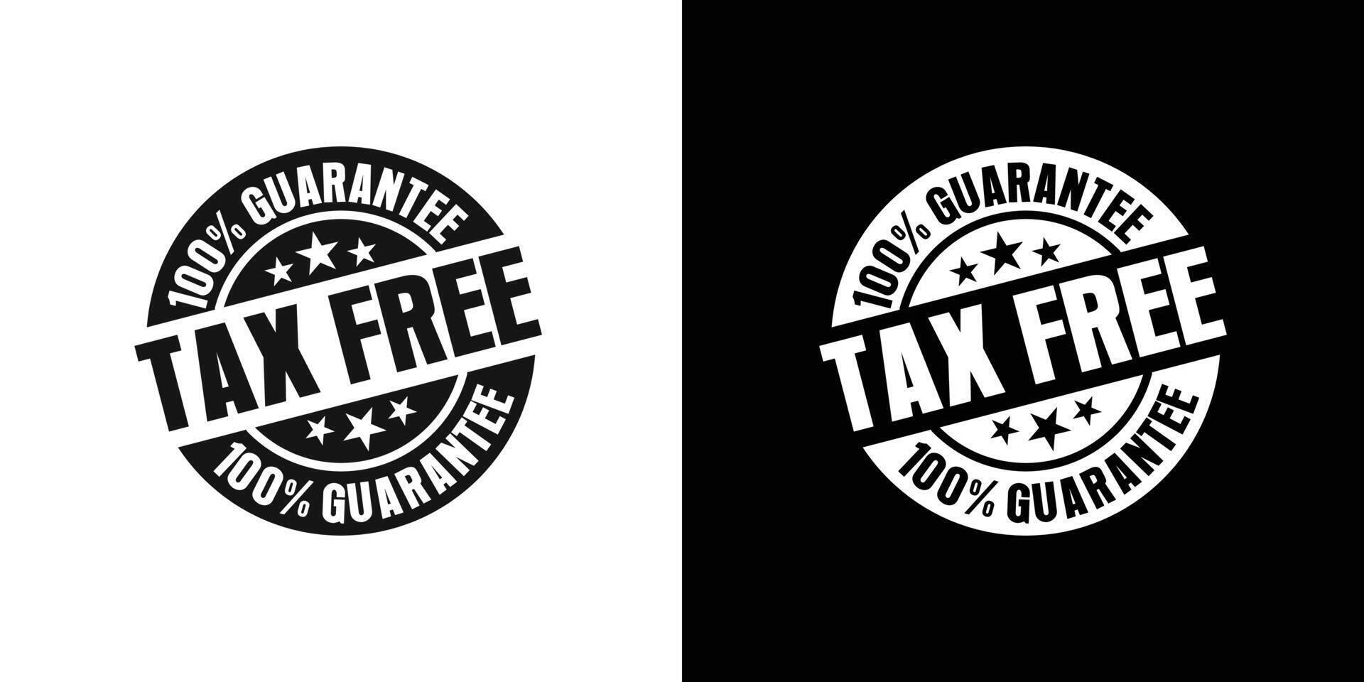 100 Guarantee Tax Free icon logo set vector