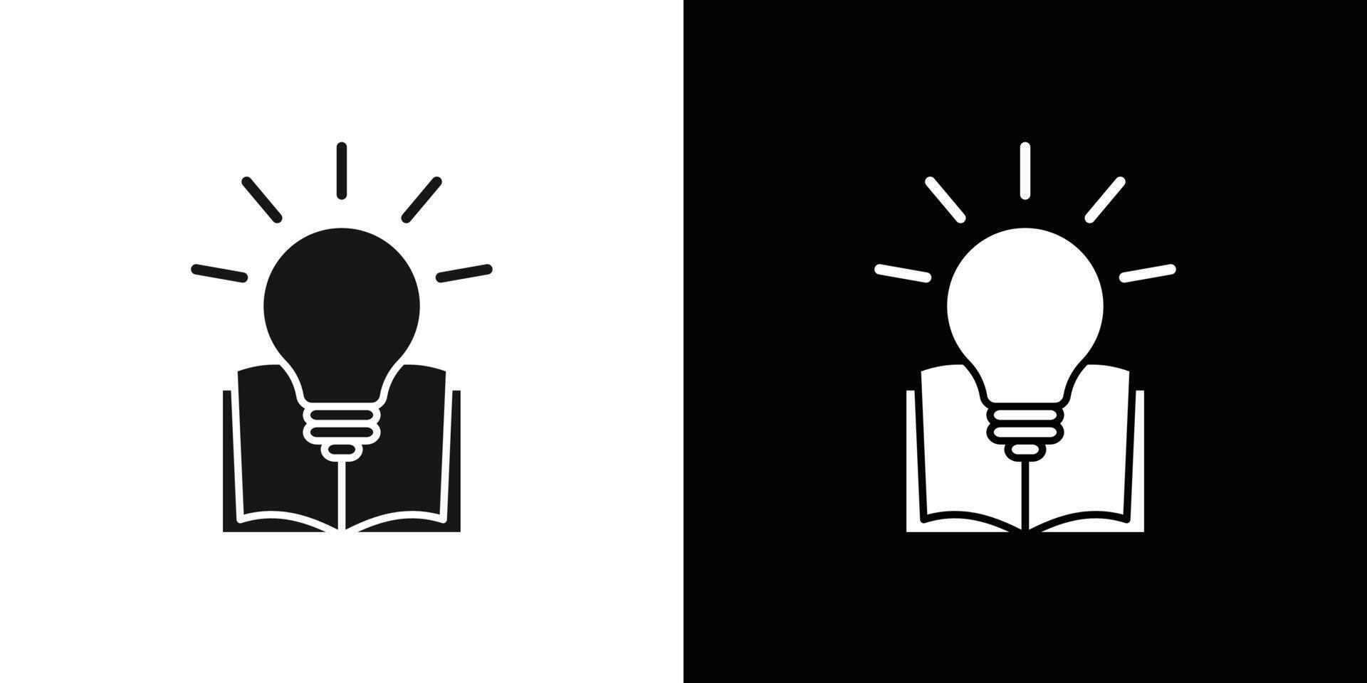 book with bulb icon logo set vector