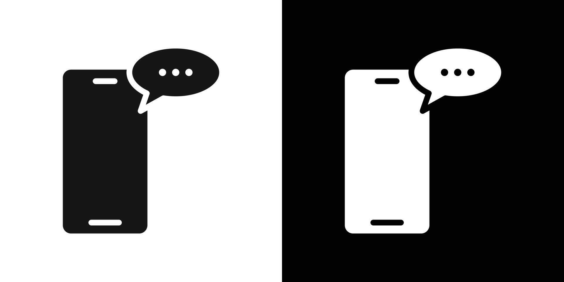 Chatting message on mobile phone icon logo set vector