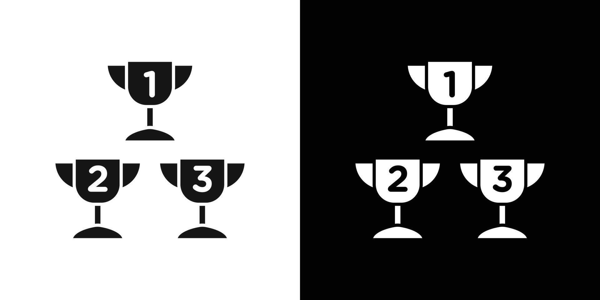 First second Third prize trophy cup icon logo set vector