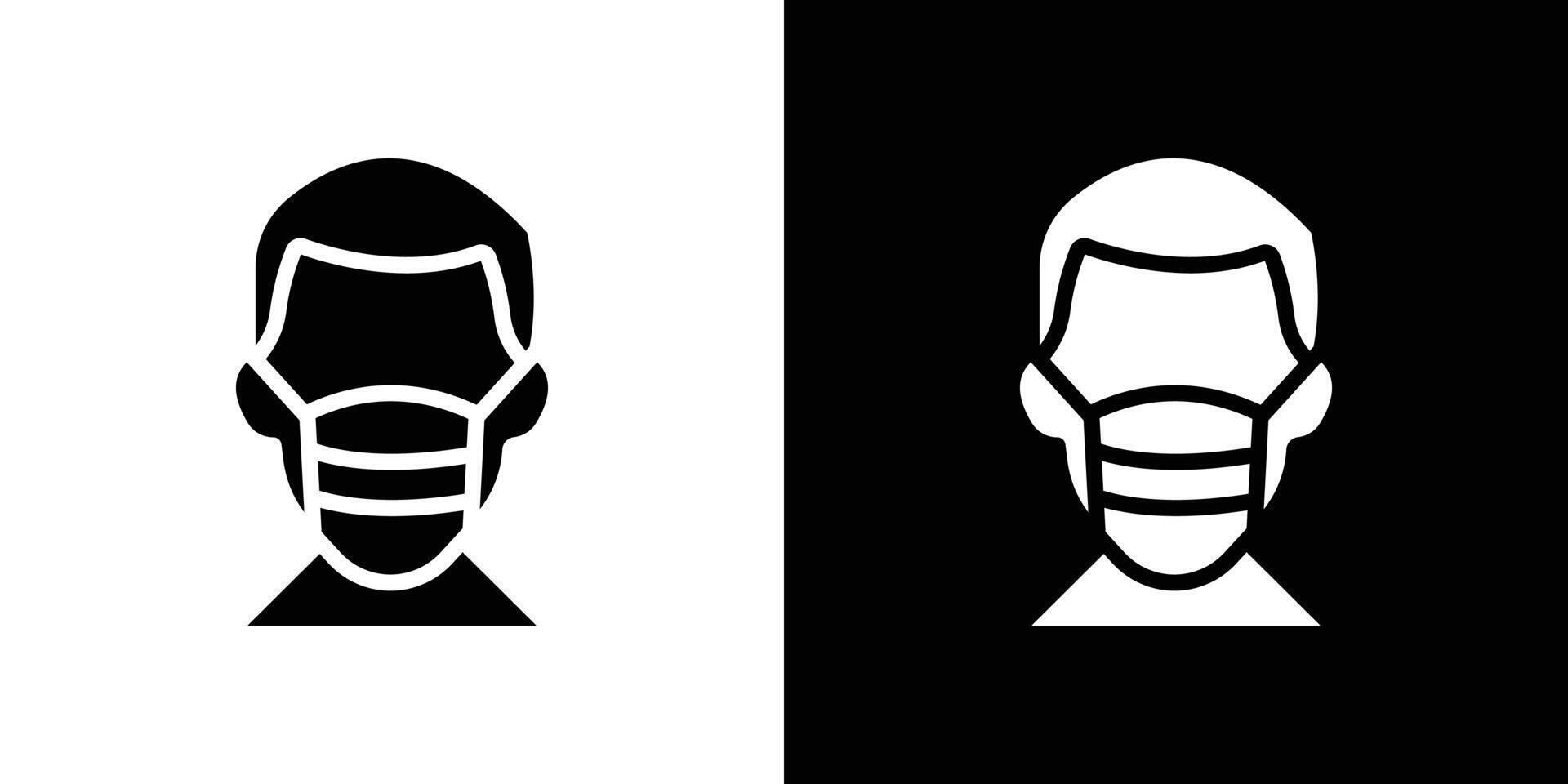 Man face with mask icon logo set vector