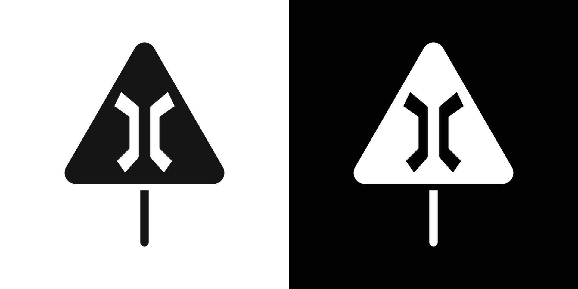 Narrow bridge ahead icon logo set vector