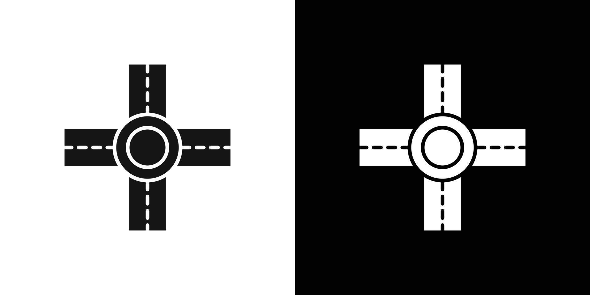 road intersection junction icon logo set vector