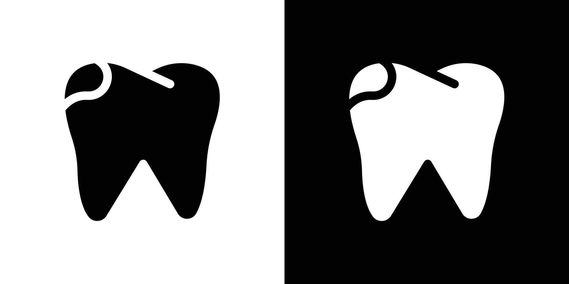 Tooth with caries icon logo set vector