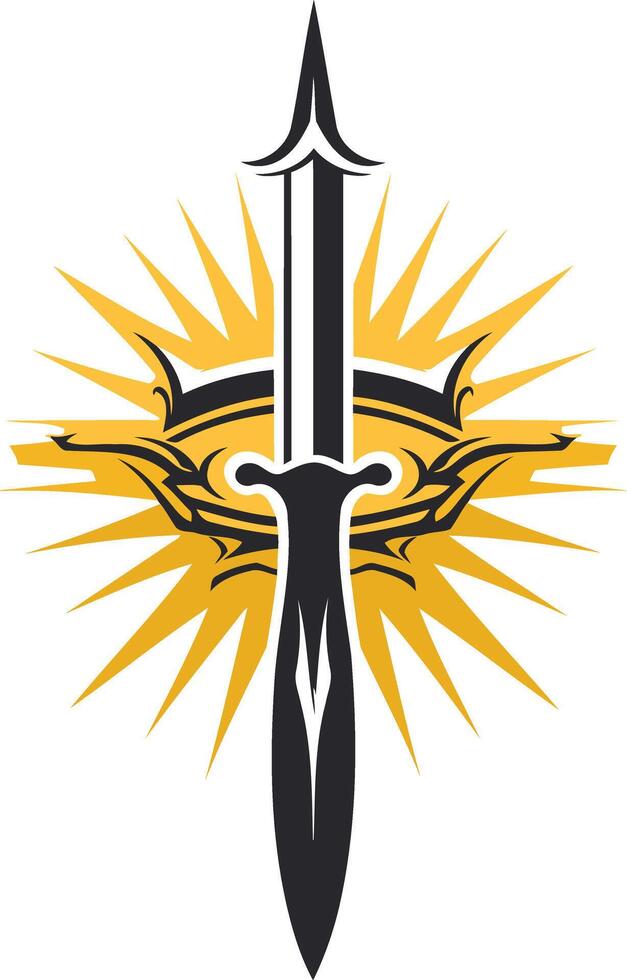Stylized Dagger with Sunburst vector