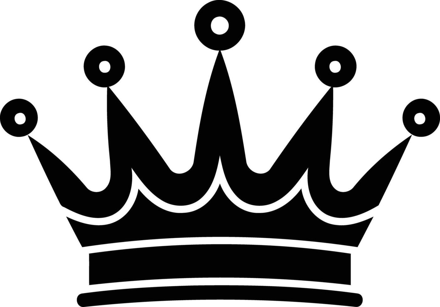 A simple yet striking black and white illustration of a crown vector