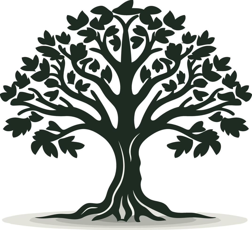 Silhouette of a Tree with Spreading Branches vector