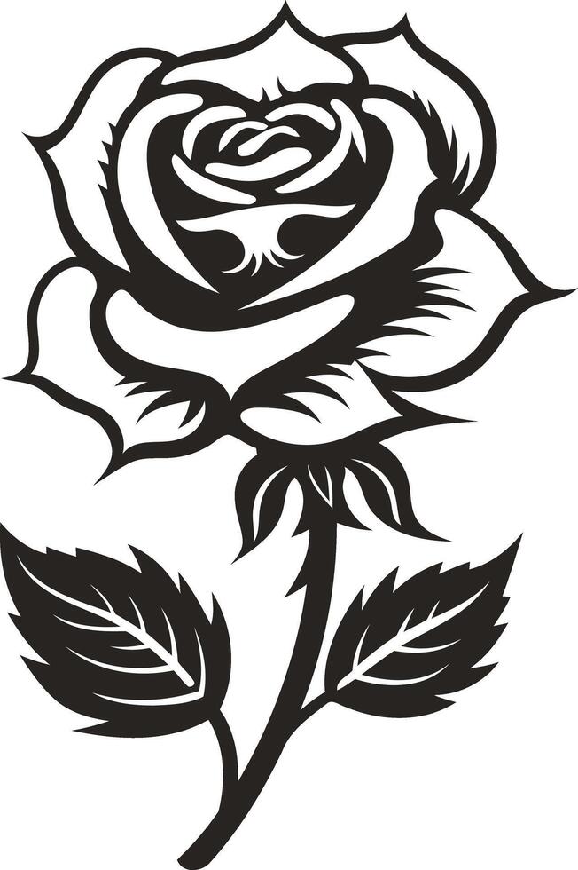 Elegant black and white rose illustration, perfect for invitations, greeting cards, or as a symbol of love and beauty vector