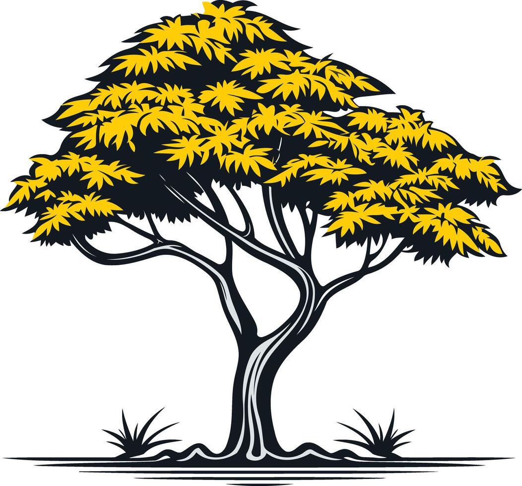 Stylized Tree with Yellow Leaves vector