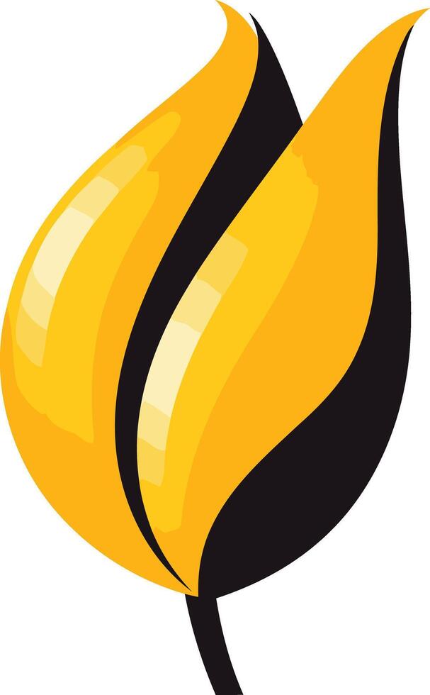 A simple yet elegant stylized yellow tulip with black outline, perfect for logo design, branding, or web graphics vector