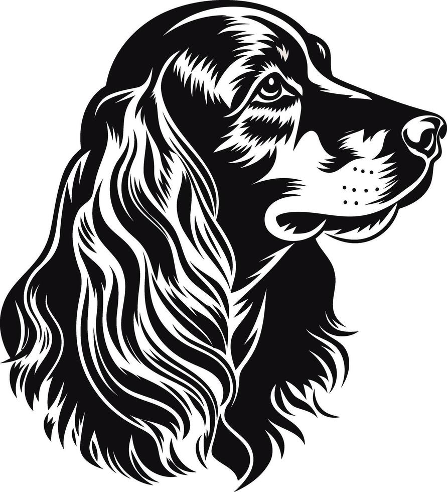 Black and White Portrait of a Cocker Spaniel vector