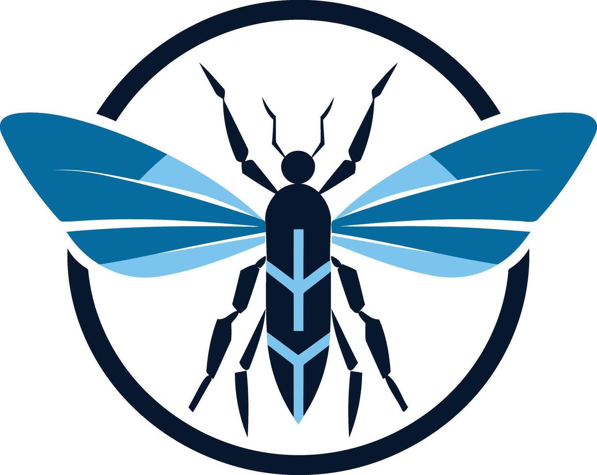 Stylized Insect Illustration in a Circle vector