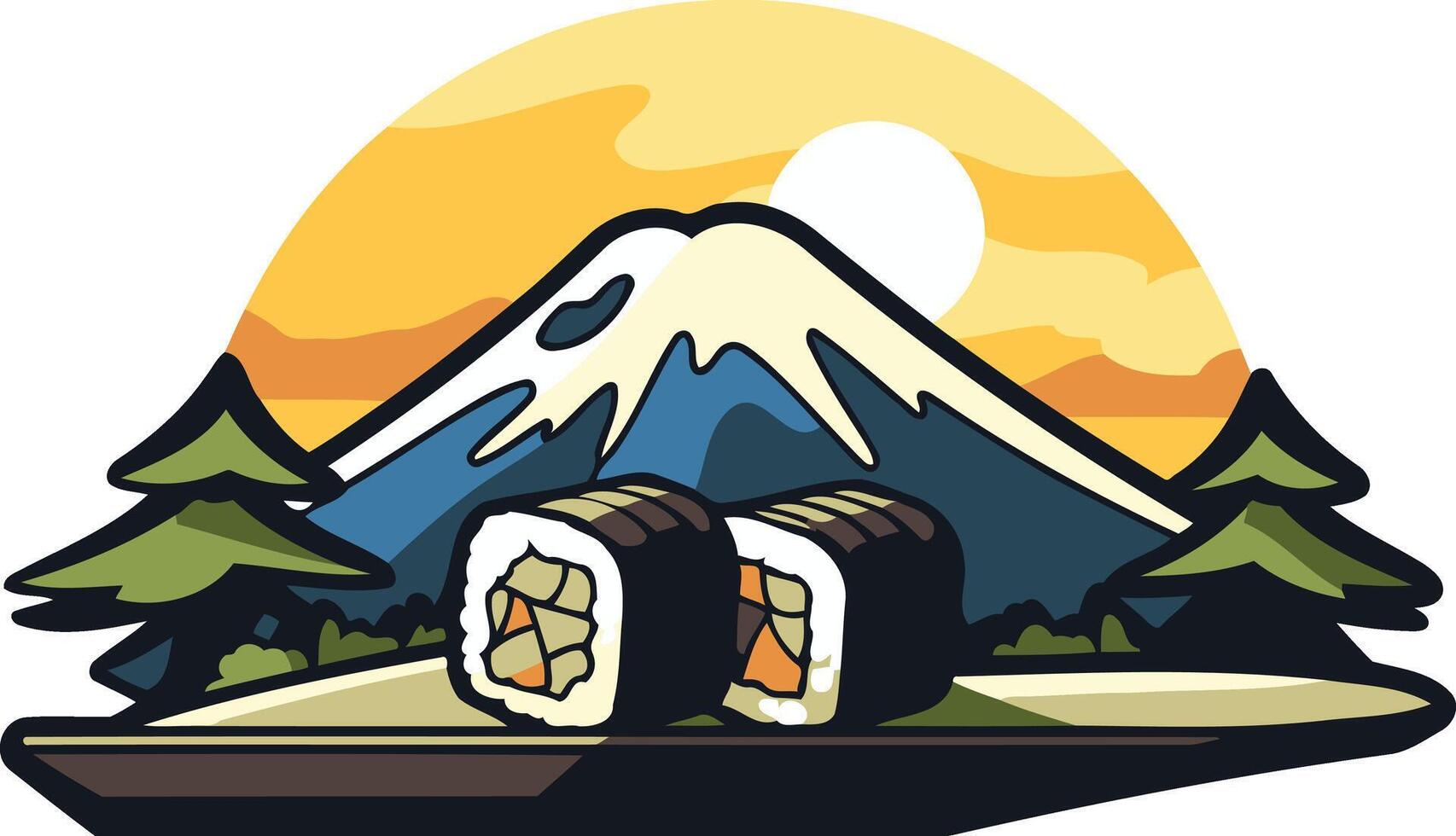 Sushi Under Mount Fuji vector