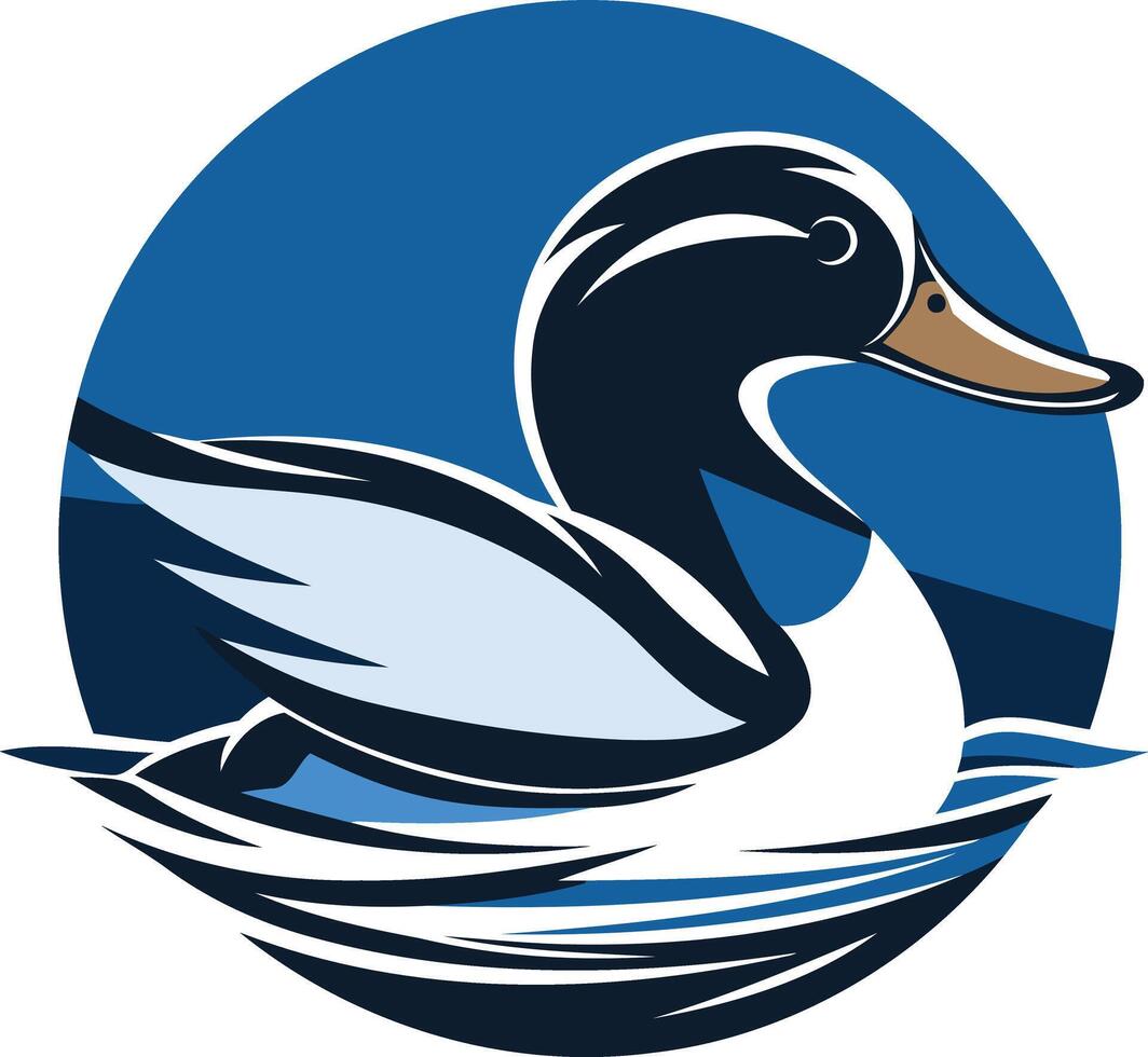 Duck Swimming in Blue Circle Logo vector