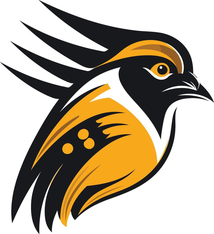 Abstract bird logo design in black and yellow, perfect for a sports team, business, or brand vector