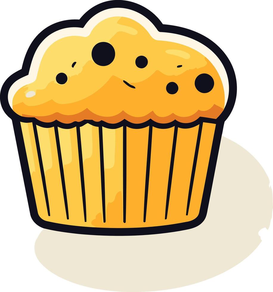 Cartoon Illustration of a Yellow Muffin vector
