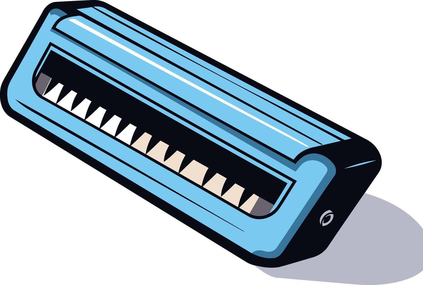 Blue Harmonica with White Keys vector