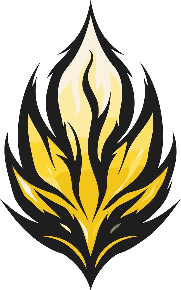 Abstract Flame Design in Yellow and Black vector