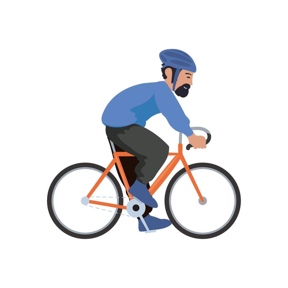 A man with a beard riding a bicycle vector