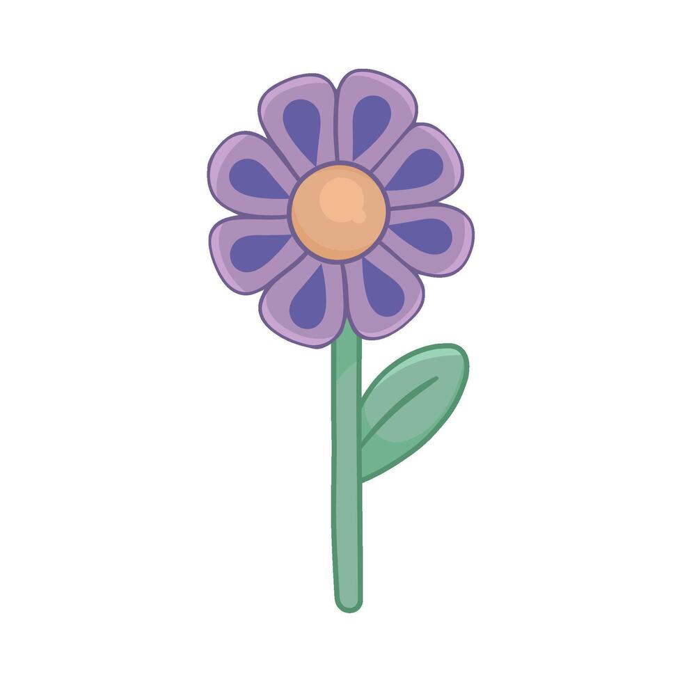 A purple flower with a green center on a white background vector