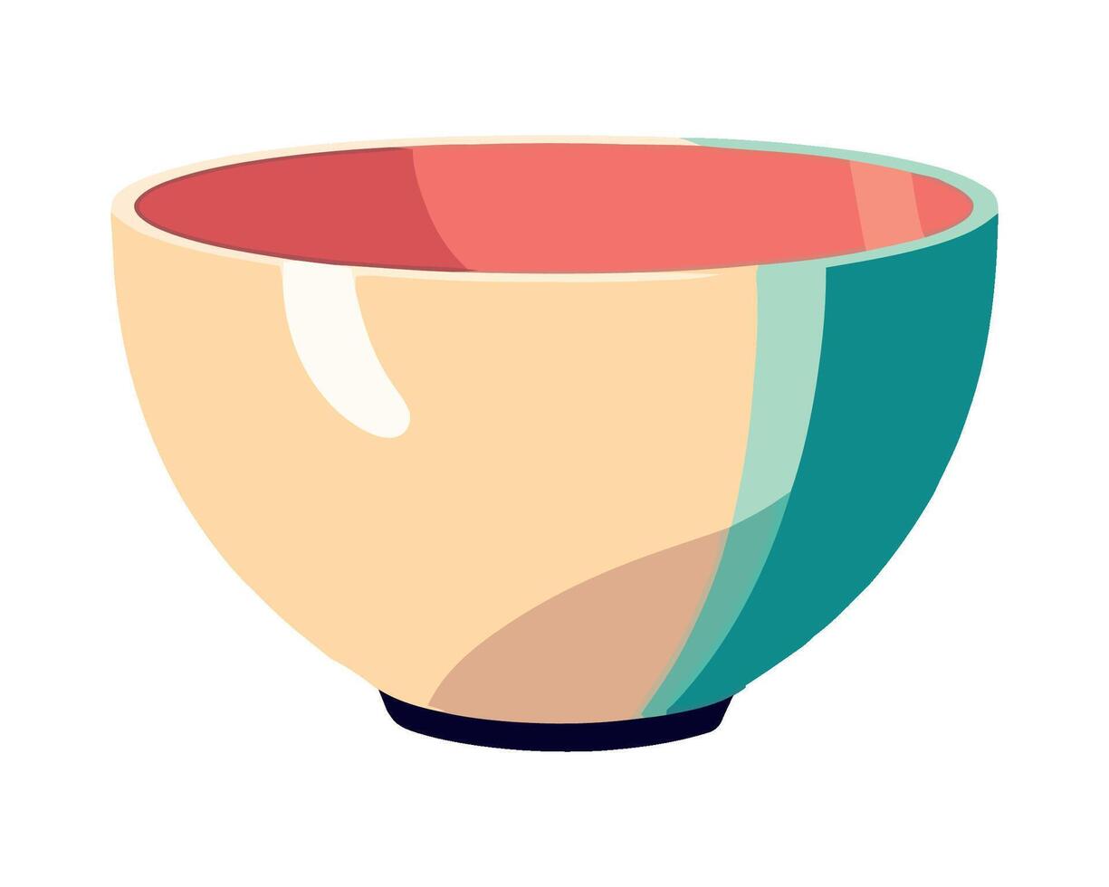 A colorful bowl with a blue rim and a pink rim vector
