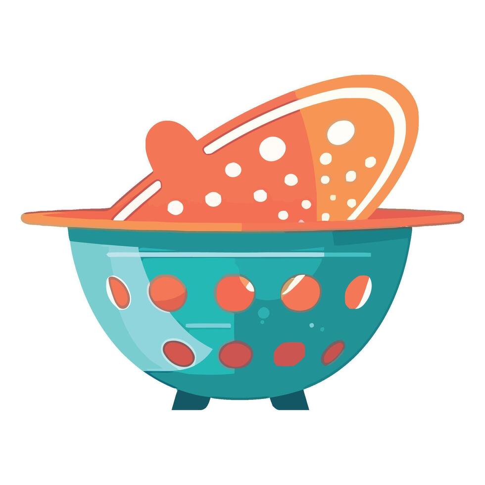 A colorful bowl with a fish in it vector