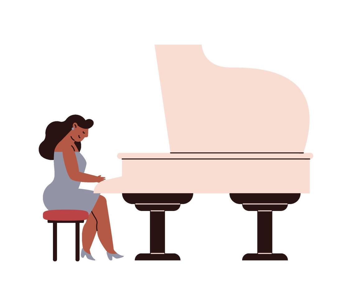 Woman playing piano illustration vector