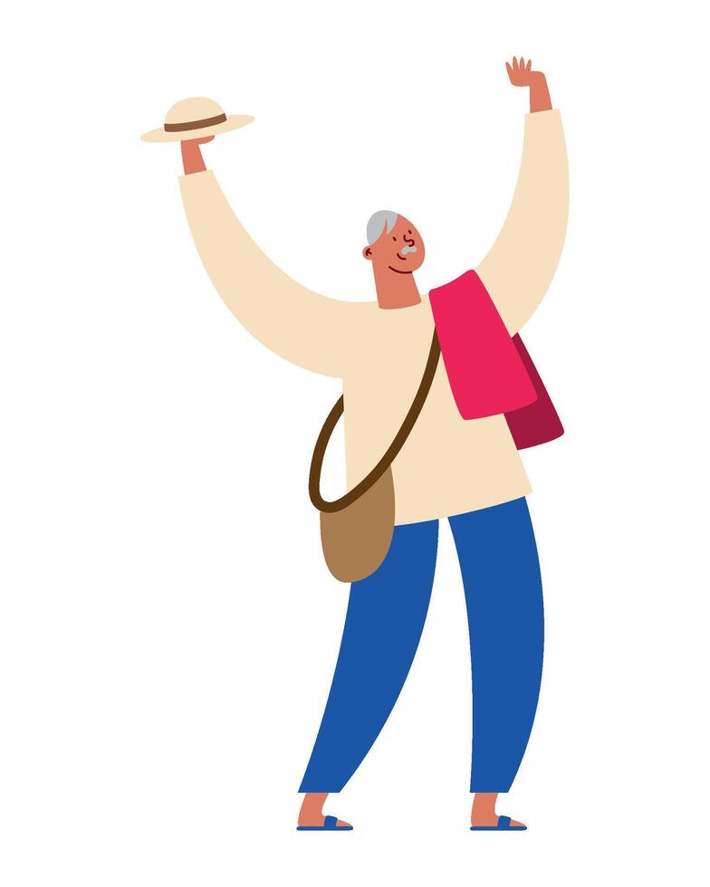 An illustration of a man with his arms up vector