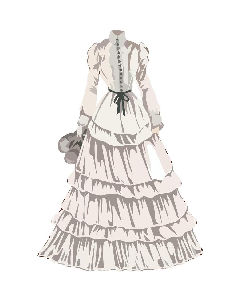 A drawing of a woman in a white dress vector
