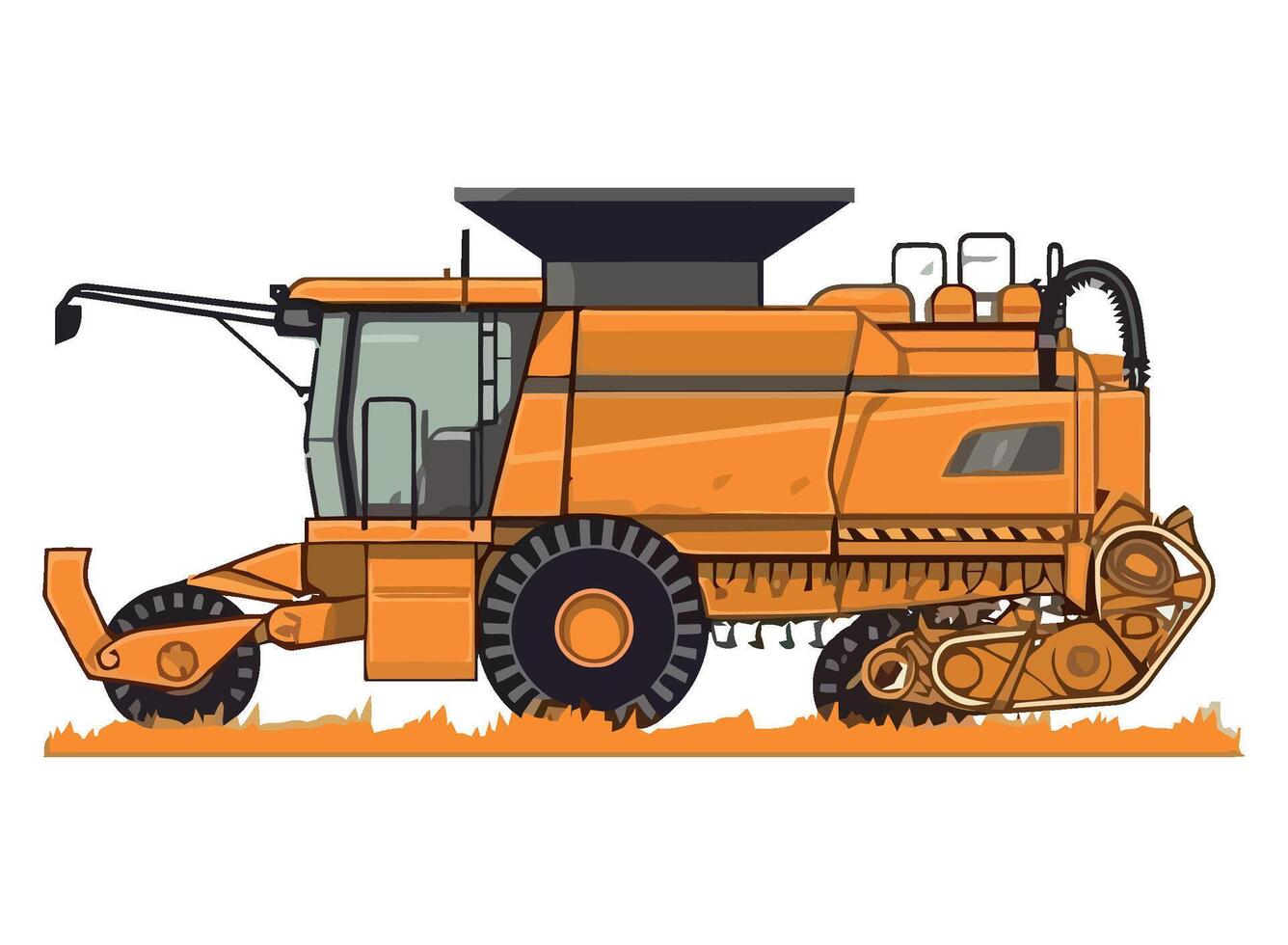 A cartoon orange combine harvester on a white background vector