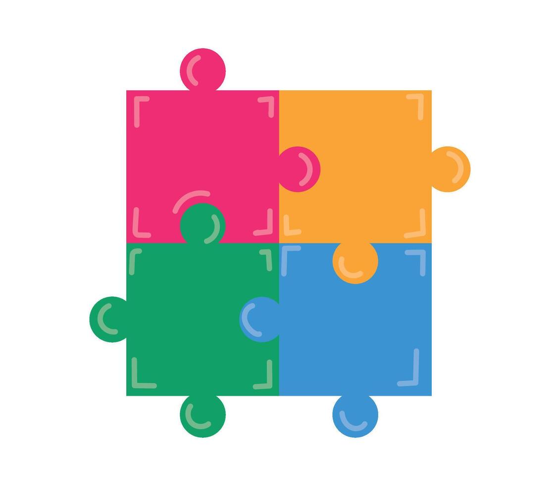 Four colorful puzzle pieces on a white background vector