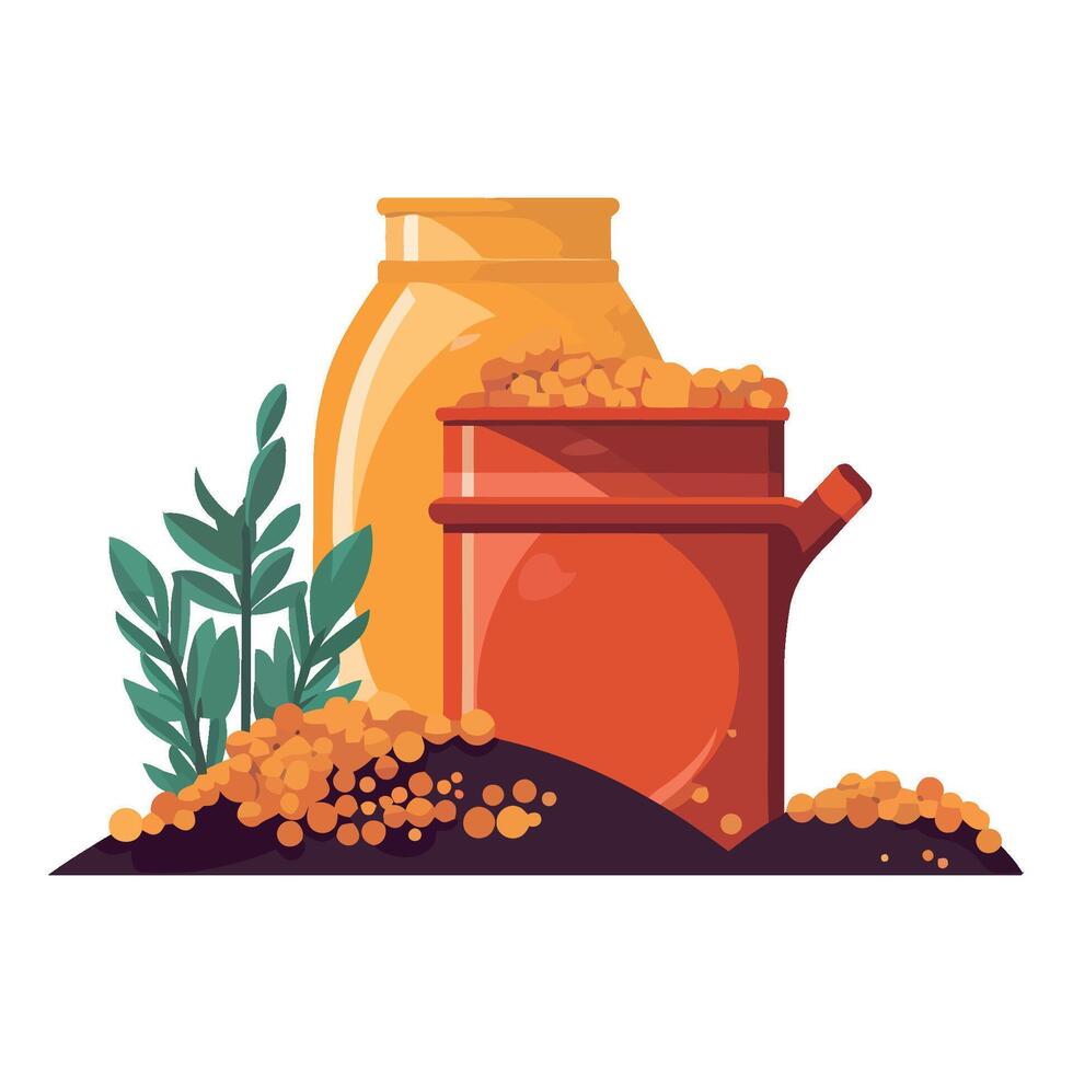 Gardening tools and plants with seeds and plants illustration vector