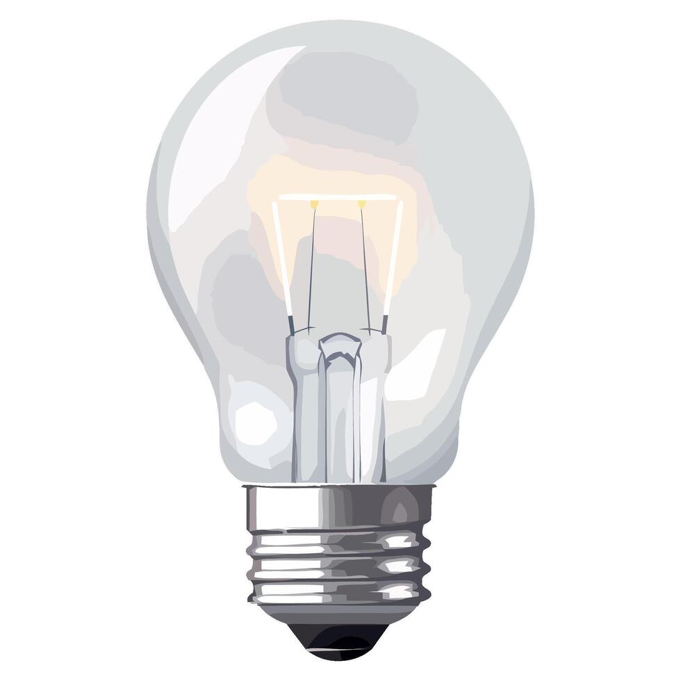 A light bulb is shown on a white background vector