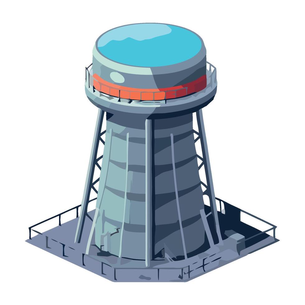A cartoon water tower with a blue top vector