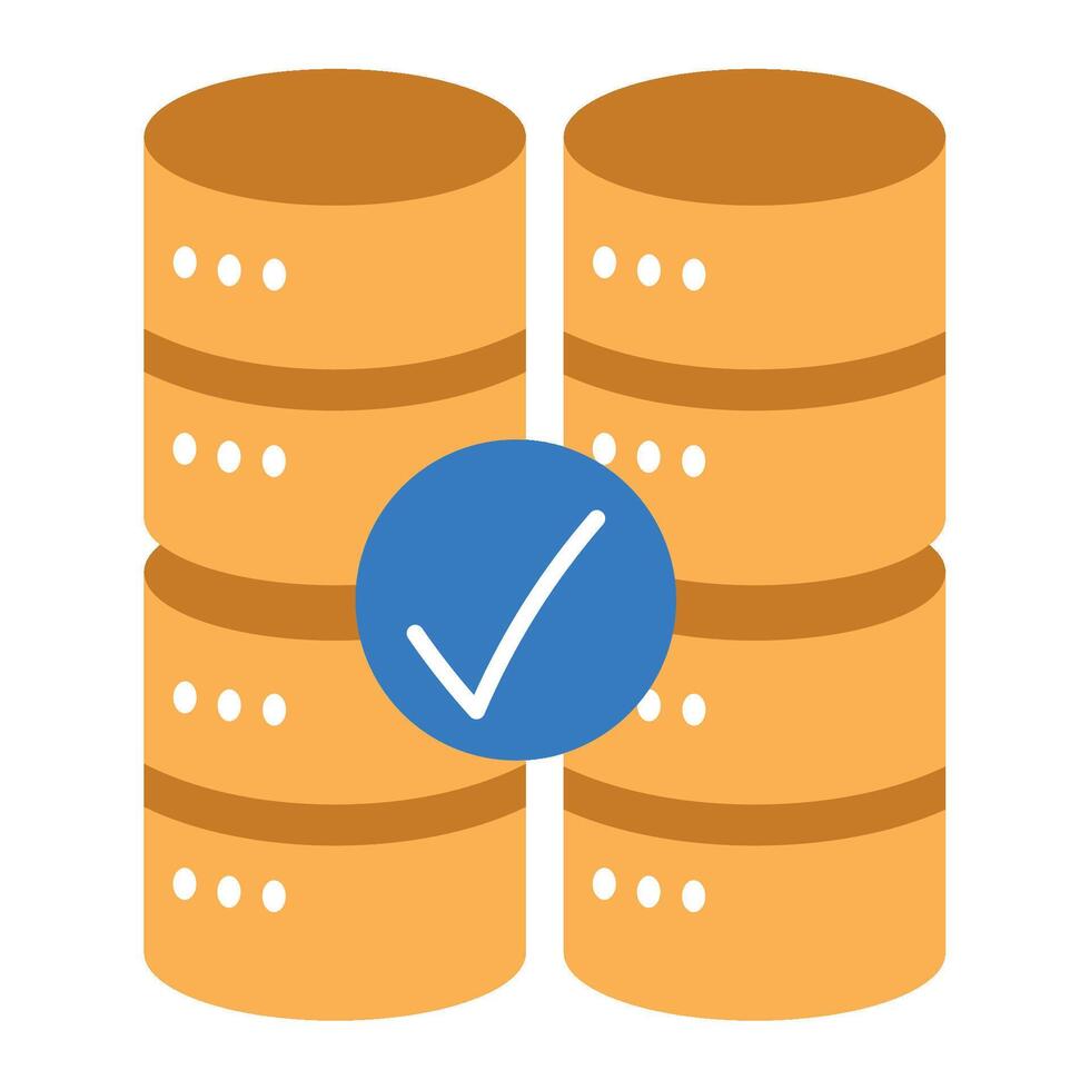 A stack of three large yellow and orange boxes with a check mark vector