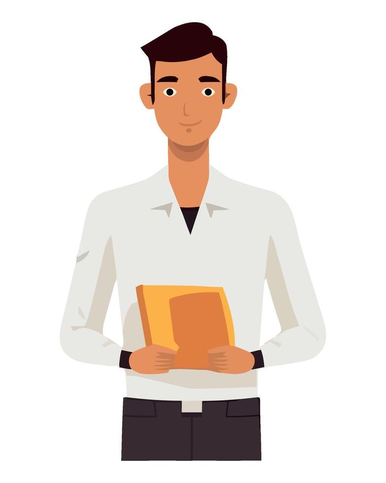 A man holding a box of food vector