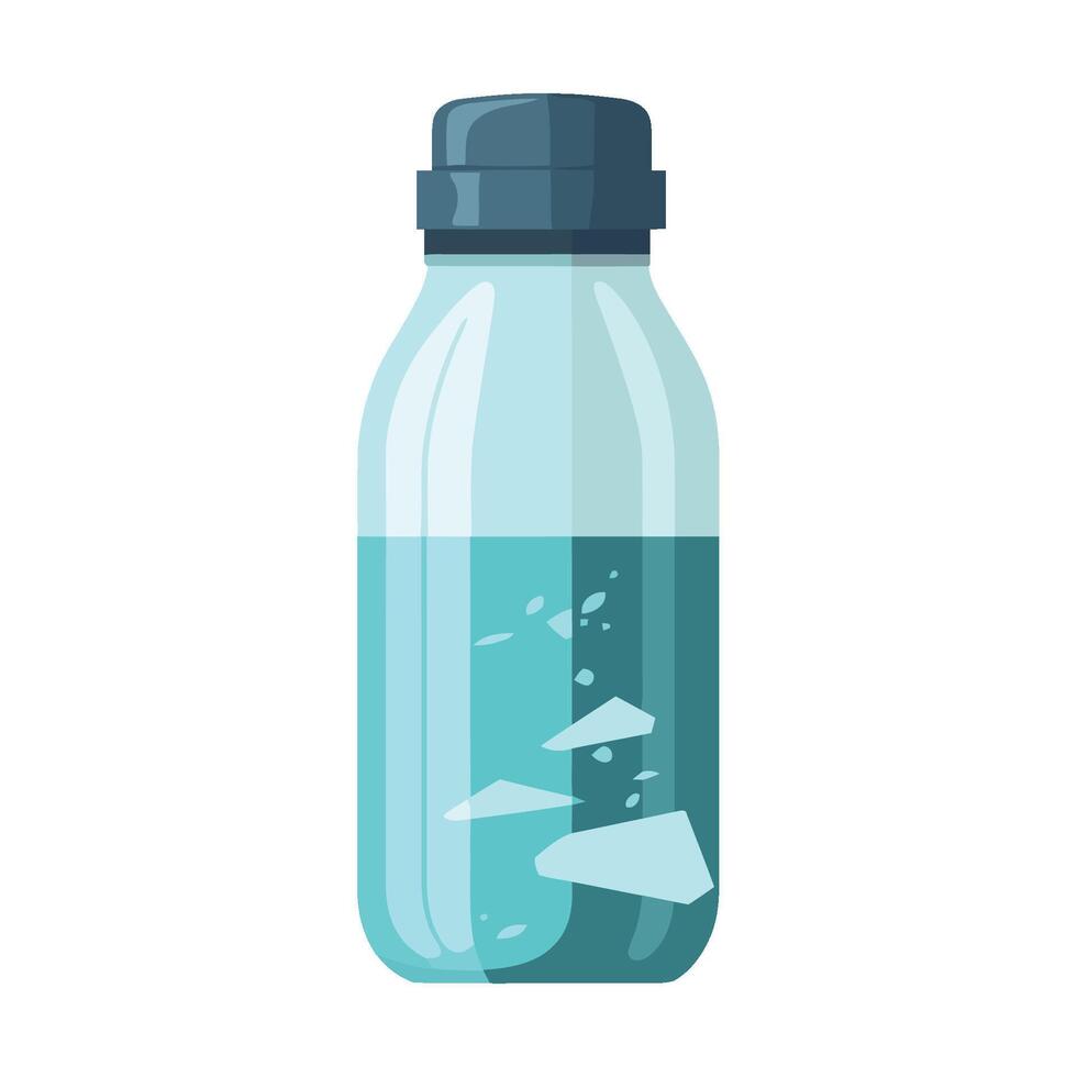 Water bottle with ice cubes isolated on white background vector